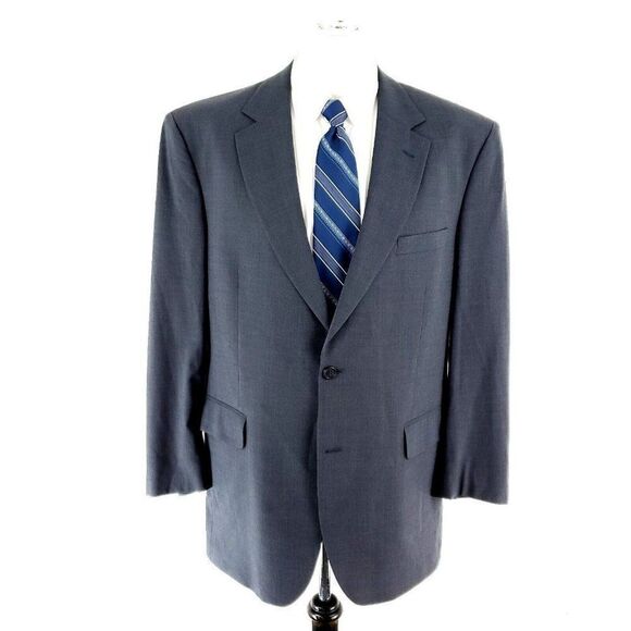 Jos A Bank Wool 2 Button 2 Piece Suit 44L Gray 36/29 Pleated Cuffed High Rise Su - Picture 5 of 12